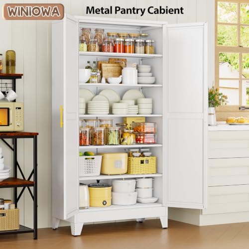 78.7" Tall Metal Pantry Cabinet, Freestanding Kitchen Storage Cabinet