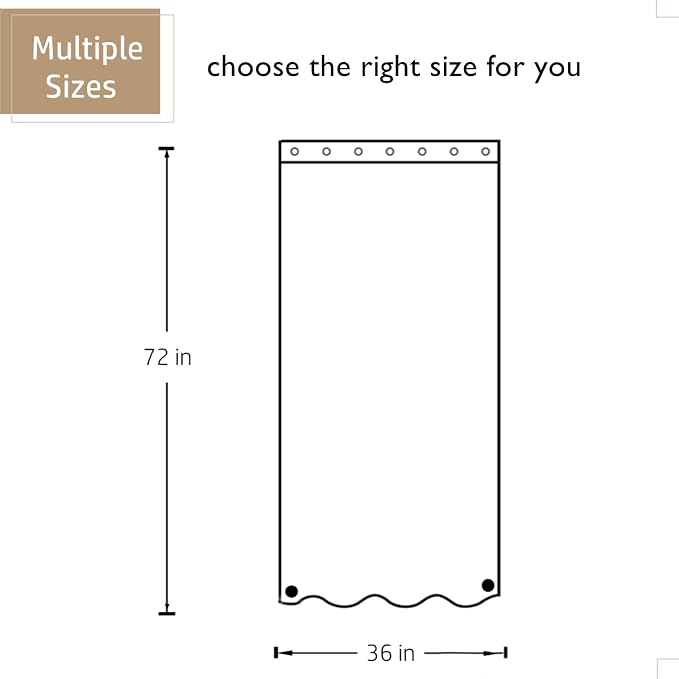 Felisa Mocha Mousse Fabric Shower Curtain Liner with Large Magnets, 36 x 72 inches Waterproof & Soft Cloth Stall Shower Curtain Liner,Washable Small Narrow Size Shower Curtain for Bathroom