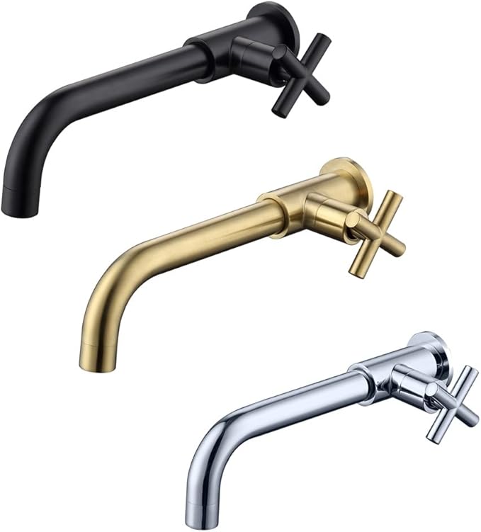 ZR98US Wall Fixtures Brass Bathroom Faucet Cold Black/Chrome/Gold (Color : C Size (As Shown in The)