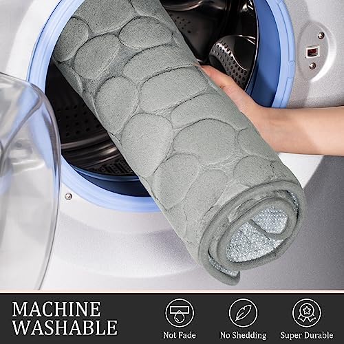 YIHOUSE Bathroom Rugs Mat Set, Memory Foam Bath Mat 2 Piece Gray
