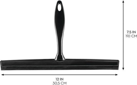 iDesign Bathroom Shower Squeegee with Wall Hook - Black/Clear