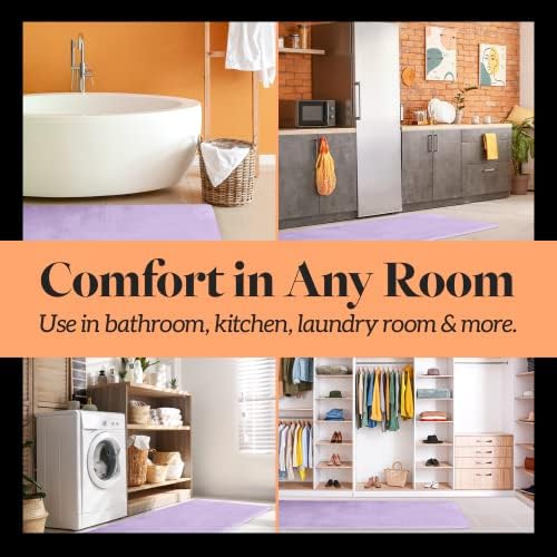 Memory Foam Bath Mat Non Slip Absorbent Super Cozy Velvet Bathroom Rug Carpet (20 inches X 32 inches, Lavender)