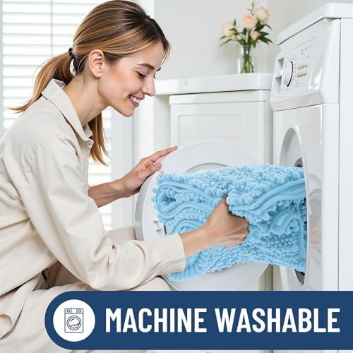 Smiry Bathroom Rugs 36X24, Extra Soft Rubber Backing Chenille Bath Mats