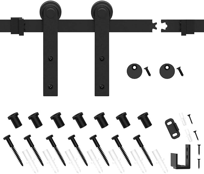 WINSOON 6.6FT Super Mini Barn Door Hardware Kit, Single Door, I Shape Hanger | Sliding Small Barn Door Hardware Kit, for Mini/Small Barn Door, TV Stands, Wardrobe Cabinets, DIY