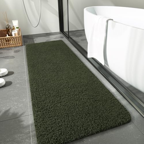 LOCHAS Bathroom Rug Runner 24x70 Inch, Bath Rugs Non Slip, Olive Green