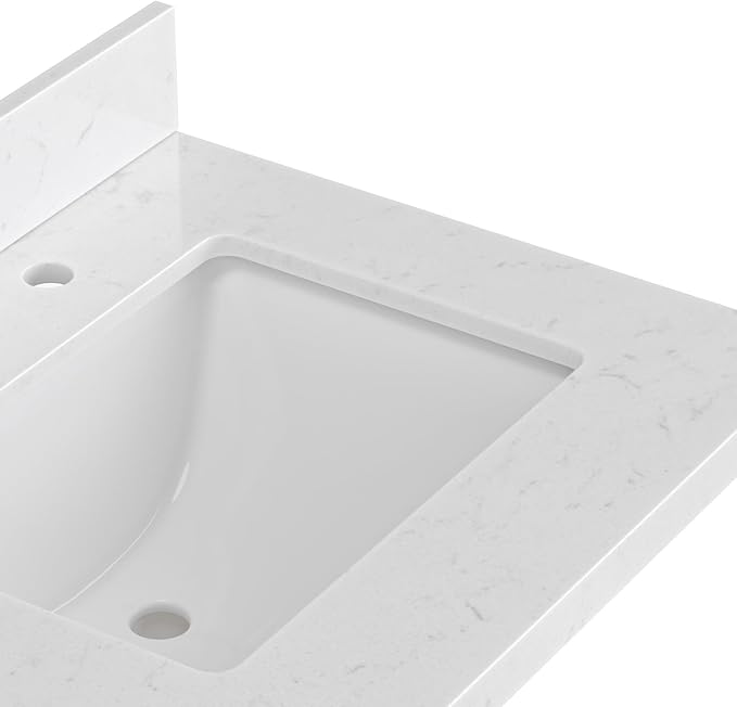 ARIEL Loren 72-inch Bathroom Vanity with Sink,Solid Wood, 1.5-inch Carrara White Quartz Countertop, Double Rectangular Porcelain Sink, 4 Soft Closing Doors, 3 Dovetail Drawers, Mocha