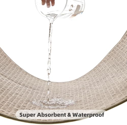 TYUU Bathroom Rugs Non Slip Washable, Super Absorbent Thin Bath Mat Quick Dry Low Pile Bathroom Rug, Beige 20"x48"