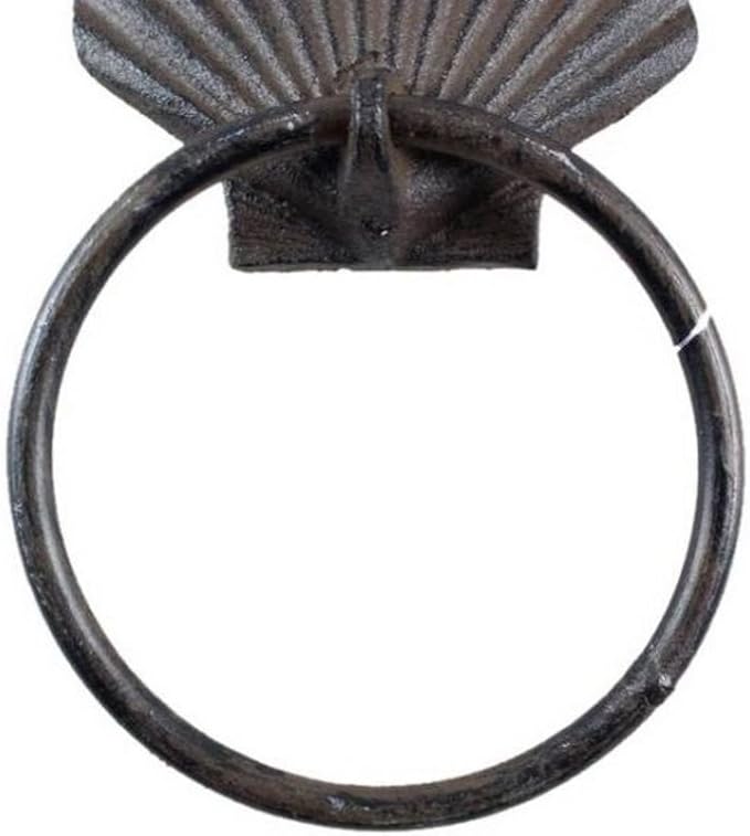 Cast Iron Seashell Towel Holder 8.5 Inch - Seashell Decoration - Sea Home Decor