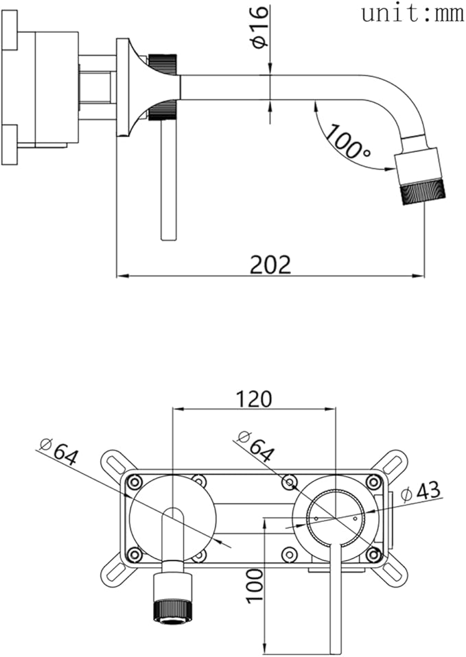 BiaoTeng Concealed Wall Mounted Faucet Bathroom Brass 2 Functions Hot and Cold Bathroom Vanity for Wall Mount Faucet Brushed Gold