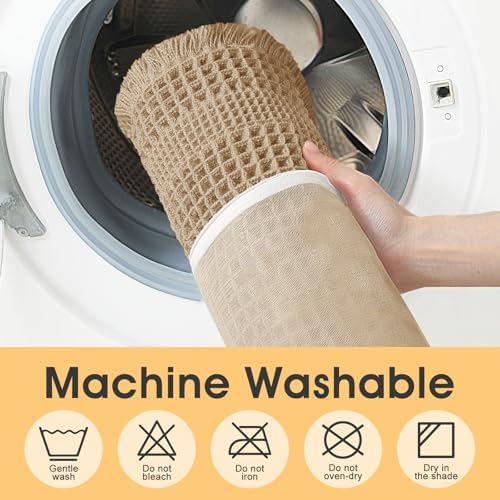 IM HOME Waffle Bath Mat Set 3 Piece Grey,Woven Modern Bath Rug Mats, Absorbent Non Slip Bath Floor Mat, Soft Washable Boho Bath Rugs with Tassels for Bathroom, Bedroom, Kitchen,Tub