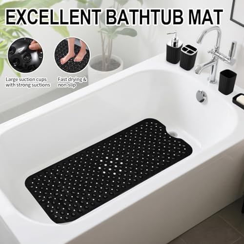 XLHOMO 26PC Bathroom Accessories Set - Gorgeous Black Bathroom Set, Bathroom Accessory Set, Black Shower Curtain Set with Bathtub Mats for Shower Tub