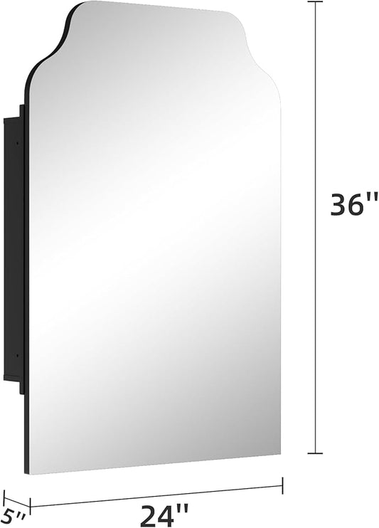 Casaphoria 36" H x 24" W Bathroom Medicine Cabinet with Mirror, Metal Frame Wall Medicine Cabinets Mirrors, Black J