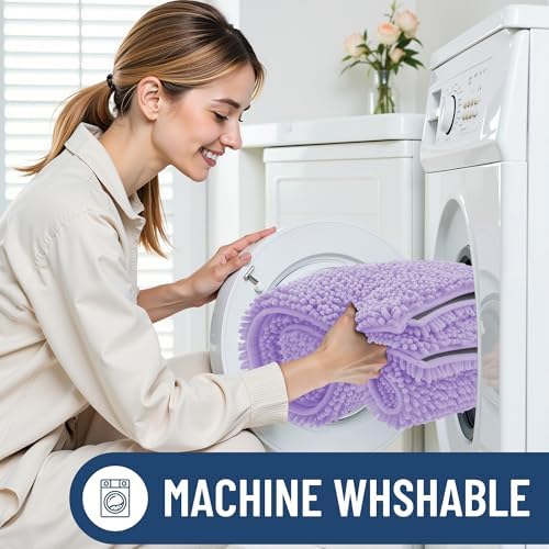 Smiry Bathroom Rugs 47X17, Luxury Chenille Extra Soft Absorbent Bath Mat