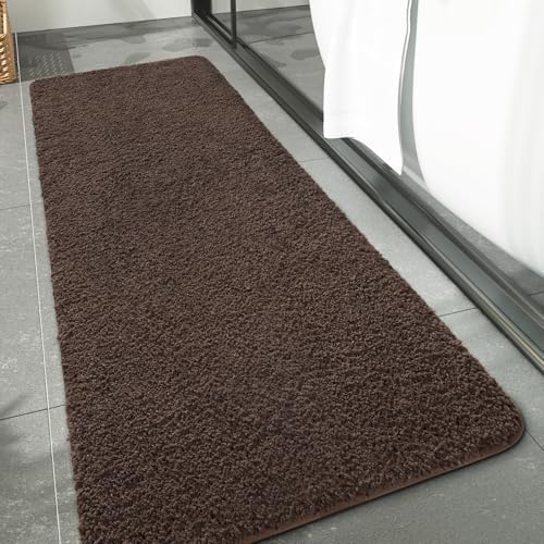 LOCHAS Bathroom Rug Runner 24x60 Inch, Bath Rugs Non Slip, Brown