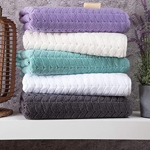 BAGNO MILANO Turkish Cotton Bath Towels, Hand Towels - Soft Plush Jacquard Collection Luxury Towels Set (Aqua Green, Towel Set of 3)