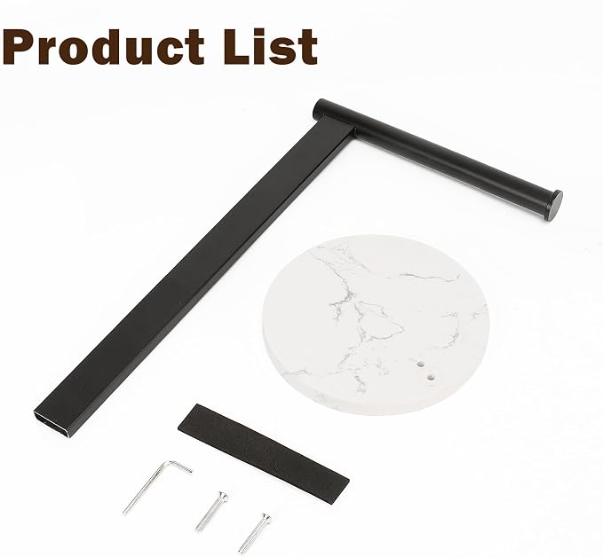 Hand Towel Holder Stand for Bathroom, L- Shaped Standing Hand Towel Rack, Towel Bar Kitchen Vanity Countertop Organizer, SUS304 Stainless Steel Material, Marble Base (Matte Black)