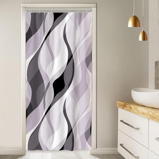 Stall Shower Curtain, Small Lavender Shower Curtain Set for Bathroom Modern Waterproof Purple and Grey Shower Curtain Set with Hooks, 36x72 Inch