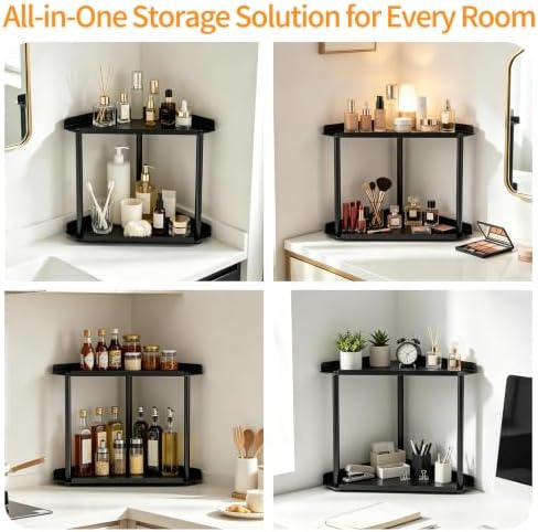 Jesginboo 2 Tier Bathroom Counter Organizer, Vanity Organizer Corner Shelf