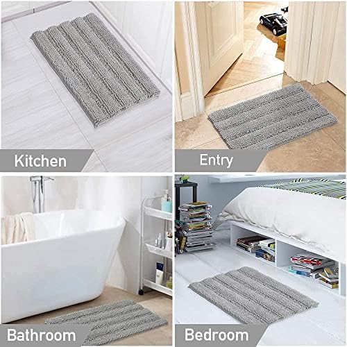 Turquoize Bathroom Rug 20"x32", Soft Absorbent Chenille Bath Rug, Dove