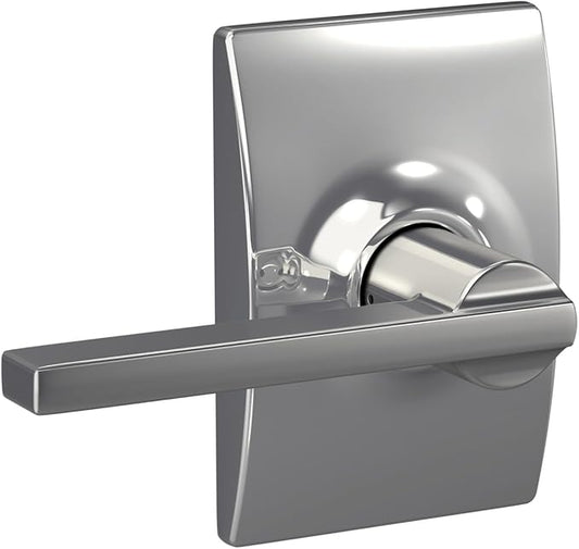 Schlage F10 LAT 625 CEN Latitude Door Lever with Century Trim, Hall & Closet Passage Lock, Bright Chrome