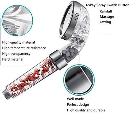 Nosame Shower Head, Filter Filtration High Pressure Water Saving 3 Mode Function Spray Handheld Showerheads for Dry Skin & Hair | Handheld Showerheads, Filter Filtration High Pressure Water Saving 3 Mode Function Spray Shower Head for Dry Skin & Hair