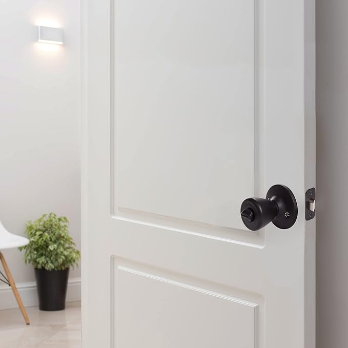 Design House 779264 Tulip Privacy Bed and Bath Door Knob Matte Black