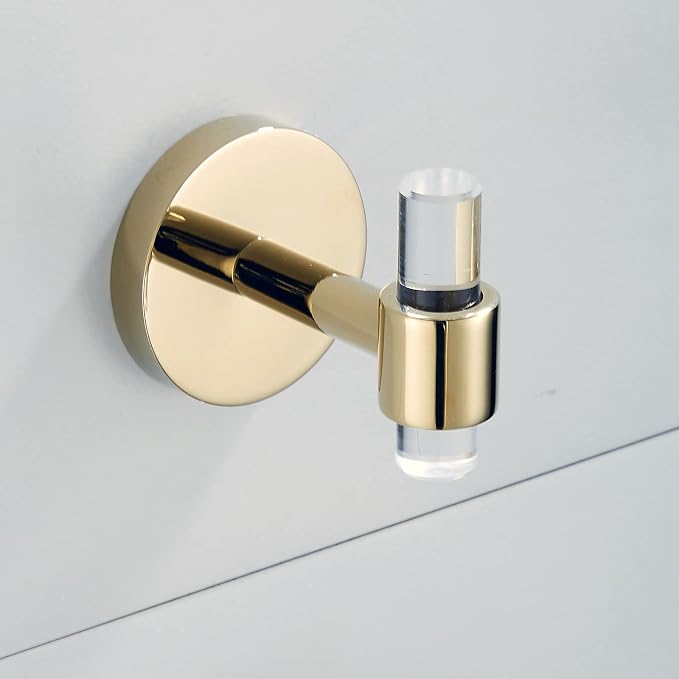 Gold Bathroom Hardware Accessories Set - Acrylic Hand Towel Holder Toilet Paper Holder Towel Hook - Wall Mounted Bath Towel Bar Set 3 Pieces SHUNLI