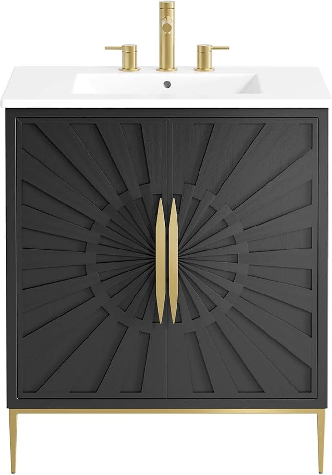Modway Awaken Bathroom Vanity Cabinet, 30", White Black