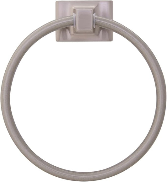 Design House 539163 Millbridge Wall-Mounted Towel Ring for Bathroom, Satin Nickel, Easy Installation with Standard Mount & Concealed Screws