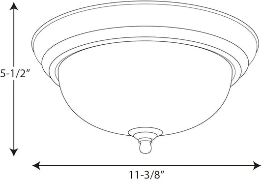 Progress Lighting 1-Light Ceiling Light, Flush Mount Ceiling Light Fixture for Interior Kitchen Lights, Hallway, Bedroom, Living Room, 11-3/8-Inch by 5-1/2-Inch, Brushed Nickel, Alabaster Glass Shade