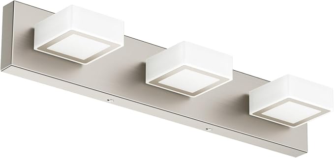 Ralbay Brushed Nickel Bathroom Vanity Lights 24inch Metal Acrylic LED Modern Bathroom Wall Lighting Fixtures Brushed Nickel (White Light 6000K, Non-dimmable)