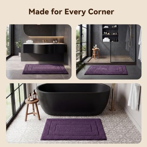GRANNY SAYS Purple Bathroom Rug 36" x 24", Non-Slip Microfiber Bath Mat