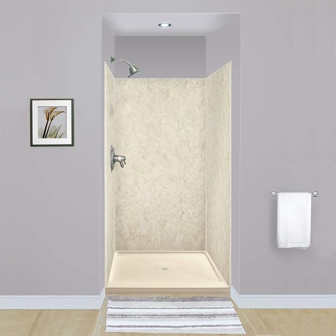 Transolid EWK363672-44 Expressions 3-Panel Shower Wall Kit, 36-in L x 36-in W x 72-in H, Sea Fog
