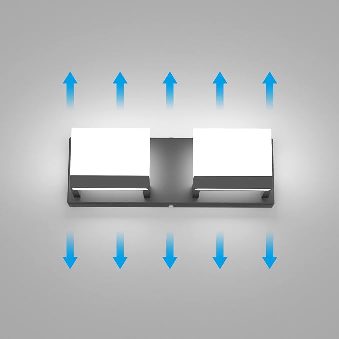 Tipace LED Dimmable Bathroom Vanity Light - 2 Lights Frosted White Acrylic Up and Down Fixture Over Mirror (6000K)