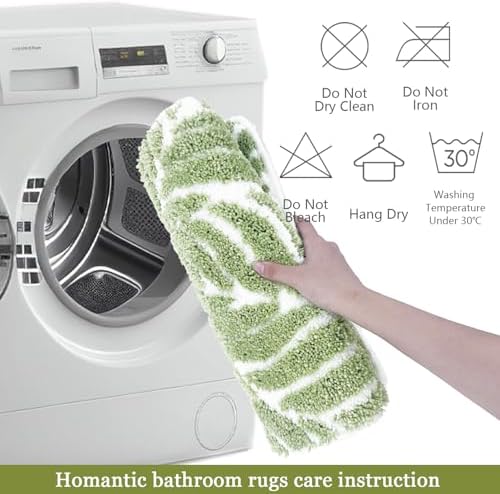 Sage Green Toilet Rug U Shaped Washable Mat for Bathroom Floor 24x20 Non Slip Washable Bathroom Rugs Around Toilet Rug Bath Mat