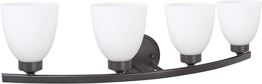 Aspen Creative 62205-2, Four-Light Metal Bathroom Vanity Wall Light Fixture, 28-3/4" Wide, Transitional Design in Oil Rubbed Bronze, 4