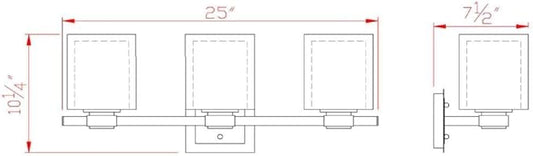 Design House 556159 Oslo Traditional 3-Light Indoor Dimmable Bathroom Vanity Light with Double Glass Shades for Over the Mirror, Satin Nickel