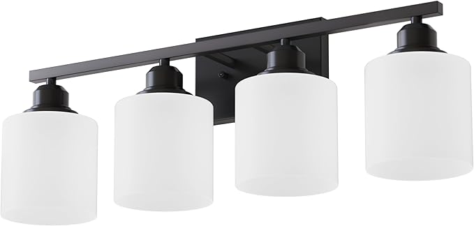 Vanity Light Fixtures, Matte Black, Over Mirror, Modern Bathroom Light, Anti-Rust Nickel Finished, 4-Light, E26 Standard Sockets, Easy Installation, 24 Months Replacement