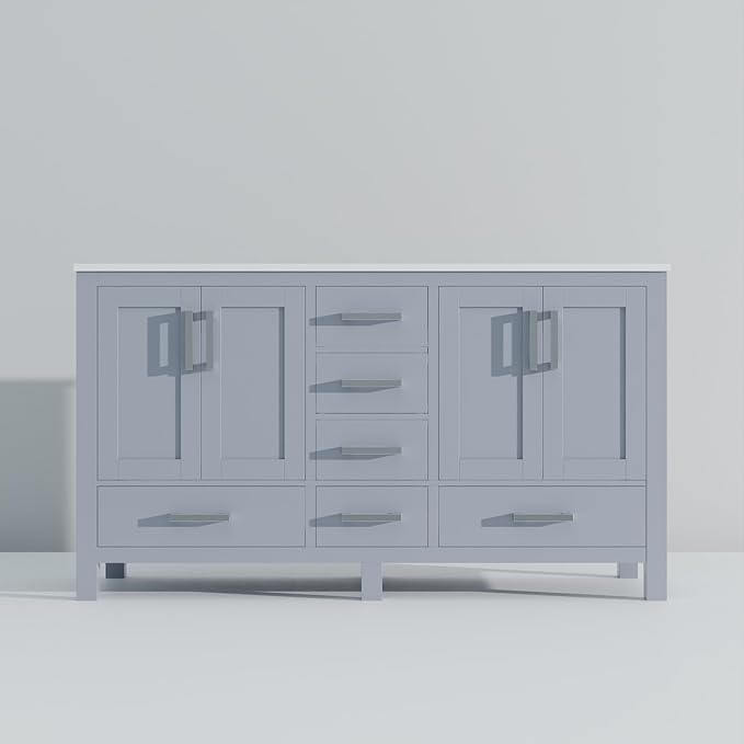 Jacques 60 in. W x 22 in. D Dark Grey Double Bath Vanity and White Quartz Top