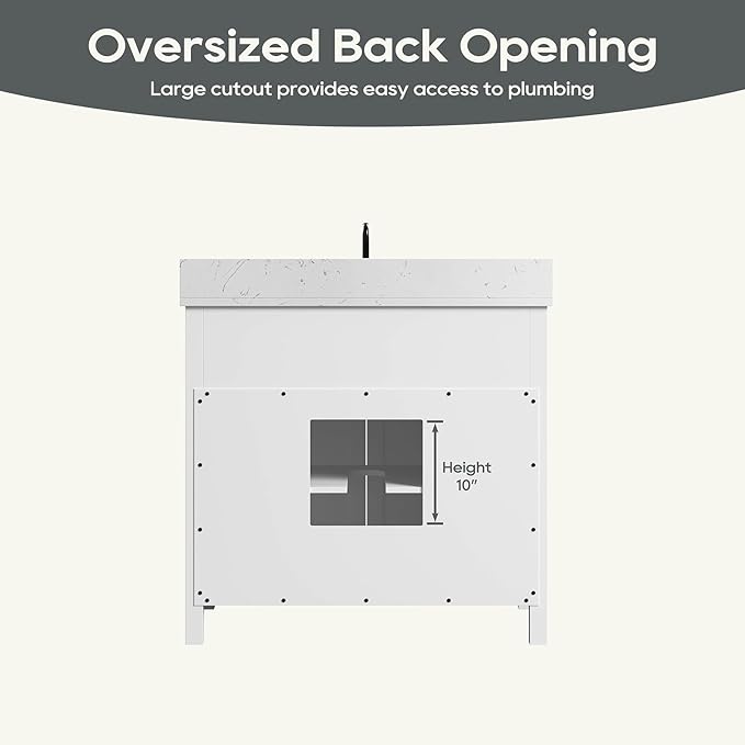 36 Inch Bathroom Vanity with Sink, Farmhouse Bathroom Sink Cabinet with Adjustable Feets, Solid Wooden Frame Single Sink Bathroom Vanity with Soft Closing Doors, Apron Farm Sink, White