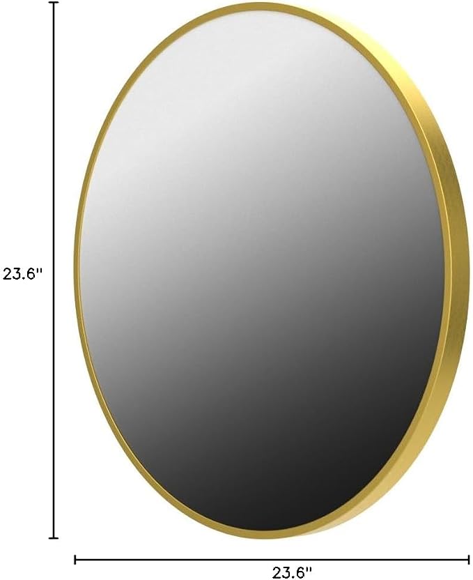 HARRITPURE 24 Inch Round Mirror Gold Circle Bathroom Mirror | Modern Aluminum Alloy Frame Wall Mounted Vanity Mirror for Living Room, Bedroom, Entryway