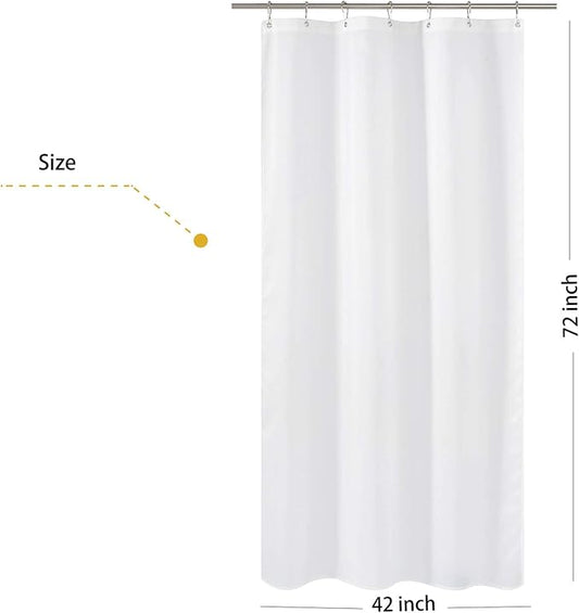 N&Y HOME Fabric Shower Curtain Liner Stall Size 42 Width by 72 Length inches, Hotel Quality, Washable, White Bathroom Curtains with Grommets, 42x72