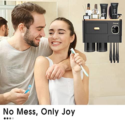 iHave Toothbrush Holders Bathrooms Wall Mount Toothpaste Dispenser & 2 Cups