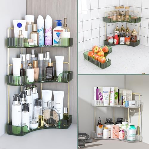 Webetop Corner Bathroom Organizer 3 Tier Makeup Countertop Shelf for Vanity