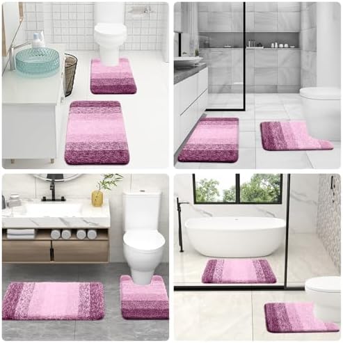 OLANLY Luxury Toilet Rugs U-Shaped 24x24, Soft Absorbent Microfiber Mat