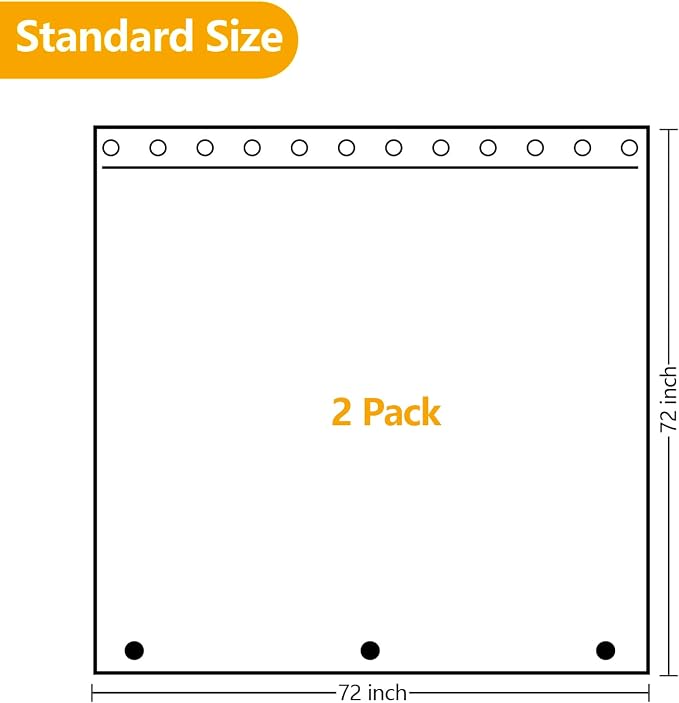 Seenus 2-Pack Waterproof Fabric Shower Curtain Liner, Washable Cloth Shower Liner with 3 Extra-Large Magnets, 72 x 72 inch Hotel Quality White Lightweight Bathroom Shower Curtain Set