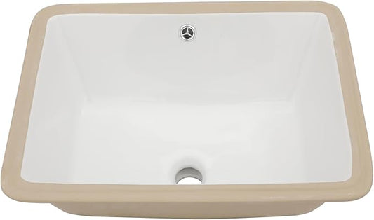 Dcolora 20x14 In. Undermount Bathroom Sink, Rectangular Fireclay White Ceramic Porcelain Lavatory Vanity Bath Sink Under Counter Vessel Sink, Farmhouse Style #DC-UVS2538001