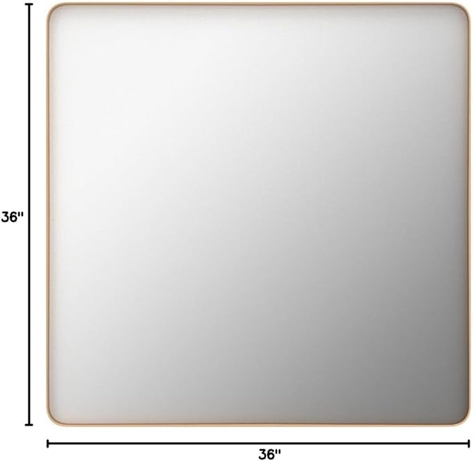 LOAAO 36"X36" Gold Bathroom Mirror | Rounded Rectangle, Brushed Gold Frame, Wall-Mounted, Anti-Rust, Tempered Glass, Hangs Horizontally or Vertically