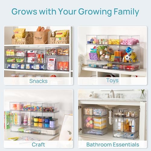 Vtopmart Clear Stackable Storage Drawers Set of 4, Baby Bottle Organizer