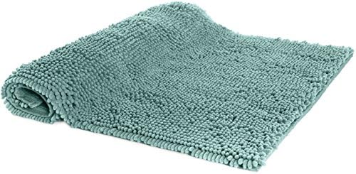 Amazon Basics Bathroom Rugs, Extra Soft Absorbent Shag Bath Rugs, Non-Slip Backing, Quick Drying, Machine Washable, Plush Comfort for Bathroom Floor, Tub and Shower, 21" x 34", Seafoam Green